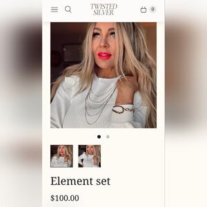 New Twisted Silver Element Necklace and Bracelet Set